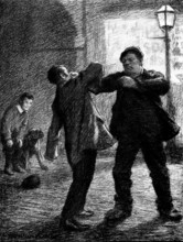 His Cheap Bravo: ...the large-faced man decorated Mr. Price's face oddly..., 1898. Creator: Unknown.