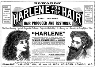 Advertisement for Edward's "Harlene" for the hair, 1898. Creator: Unknown.