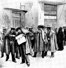 The Spanish-American Crisis: reading the latest news at a street corner in Seville, 1898. Creator: Unknown.