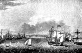 British Expedition against Havana, 1762: the Fleet...entering the harbour to take possession, (1898) Creator: Unknown.