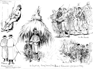 The Spanish-American War: military types in Spain and Cuba, 1898. Creator: Carl Hentschel.