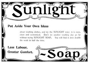 Advertisement for Sunlight Soap, 1898. Creator: Unknown.