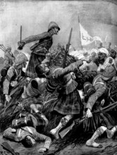 The Soudan Advance: the Seaforth Highlanders forcing Mahmud's Zareba in the Battle of Atbara, 1898. Creator: Unknown.