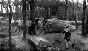 Pictures from the Royal Academy: Hop-O'-My-Thumb guided his brothers safely..." - Eliz. Forbes, 1898 Creator: Unknown.