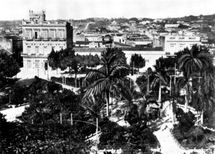 The Spanish-American War: the Public Gardens and a general view of the town of Matanzas, 1898. Creator: Unknown.