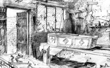 The Death of Mr. Gladstone: in the carpenter's shop, Hawarden, 1898. Creator: Unknown.