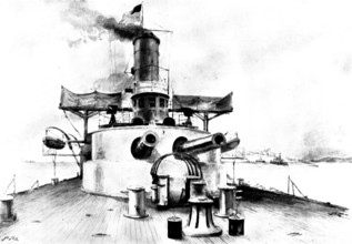 The Spanish-American War: the United States monitor "Puritan" cleared for action, 1898. Creator: Unknown.