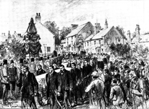 The Funeral of Mr. Gladstone: the funeral procession passing through the village of Hawarden, 1898. Creator: Unknown.
