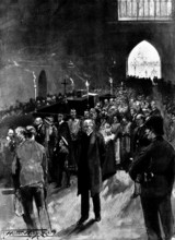 The Funeral of Mr. Gladstone: the public viewing the lying-in-state in Westminster Hall, 1898. Creator: Unknown.