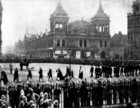 The Funeral of Mr. Gladstone: the House of Lords' procession crossing Broad Sanctuary, 1898. Creator: SB Bolas & Co.