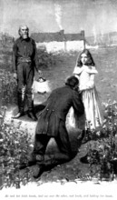 Caroline: He took her little hands...and knelt, still holding her hands, 1898. Creator: Unknown.