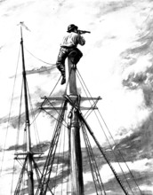 The Spanish-American War: on the look-out for Spanish cruisers off the American coast, 1898. Creator: Unknown.