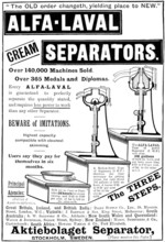 Advertisement for Alfa-Laval Cream Separators, 1898. Creator: Unknown.