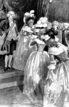 Her Grace's Revenge: For a moment her Grace regarded the bent head before her..., 1898. Creator: Unknown.