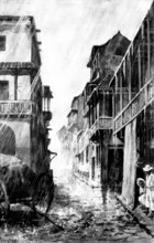 The Spanish-American War: the rainy season in Cuba - in town, 1898. Creator: Unknown.