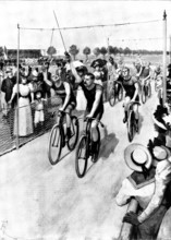 The Bicycle in Germany: a ring-taking contest, 1898. Creator: Unknown.