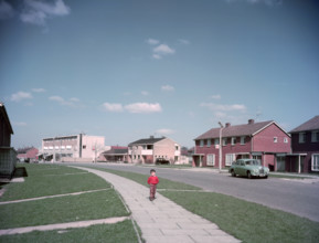 Street on a housing estate, c1955-1965 (?). Creator: Arthur Charles Kirby Ware.
