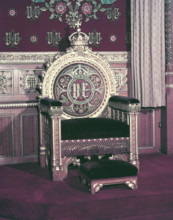 The Chair of State in the Robing Room at the Palace of Westminster, 1953. Creator: Arthur Charles Kirby Ware.