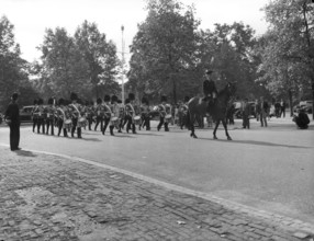Guards' band on the march, London, c1955. Creator: Arthur Charles Kirby Ware.