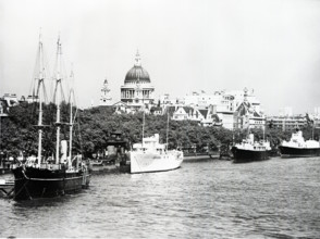 St Paul's Cathedral and the Embankment, London, c1955. Creator: Arthur Charles Kirby Ware.