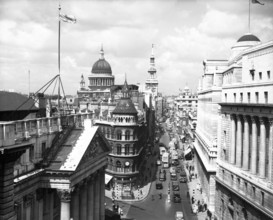 Mansion House and St Paul's Cathedral, City of London, c1955. Creator: Arthur Charles Kirby Ware.