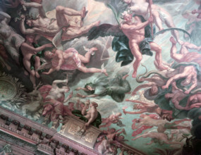 The ceiling of the State Dining Room, Chatsworth House, Derbyshire, c1955. Creator: Arthur Charles Kirby Ware.