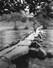 Tarr Steps, near Dulverton, Exmoor, Somerset, c1955. Creator: Arthur Charles Kirby Ware.