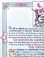 Detail of a certificate of the Hudson's Bay Company, 1955. Creator: Arthur Charles Kirby Ware.