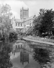 Wells Cathedral from the moat, Somerset, c1955. Creator: Arthur Charles Kirby Ware.