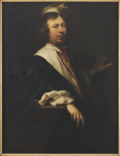 Self-portrait with red ribbon. Creator: Adler, Salomon (1630-1709).