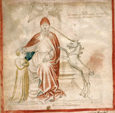 The Pope with the Unicorn. Vaticinia de summis pontificibus, 1450-1460. Creator: Anonymous.