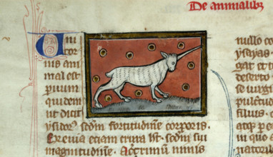 Unicorn (Initial). Liber de natura rerum, 1285-1295. Creator: Anonymous.