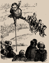 The balancing act Cavour must perform to keep his ministry afloat, 1853. Creator: Anonymous.