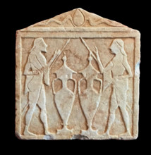 Relief depicting the Dioskouroi, 600-550 BC. Creator: Unknown.
