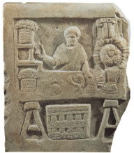 Funeral stele depicting a vegetable vendor, c150-200. Creator: Unknown.