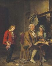 Louis XVII (1785-1795) and the Simon couple in the Temple prison. Creator: Boilly, Julien Léopold (Jules) (1796-1874).