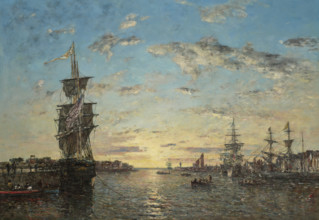 Le Havre. The Outer Harbor at Sunset, 1870. Creator: Boudin, Eugène-Louis (1824-1898).
