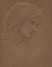 Head of a young girl. Creator: Burne-Jones, Sir Edward Coley (1833-1898).