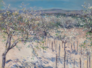 Apple orchard in bloom, Colombes, 1883. Creator: Caillebotte, Gustave (1848-1894).