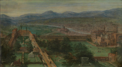View of Rome (Belvedere Courtyard), 1589. Creator: Cleve, Hendrik van, III (ca 1525-1590).
