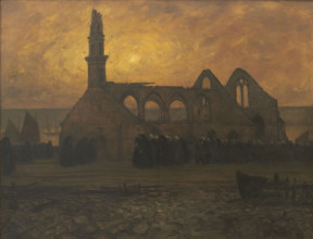 Lamentation of the women of Camaret around the burned chapel of Rocamadour, 1930. Creator: Cottet, Charles (1863-1925).