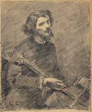 The Cellist, Self-portrait, c1847. Creator: Courbet, Gustave (1819-1877).