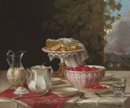Strawberries and Cakes, 1860. Creator: Francis, John F. (1808-1886).