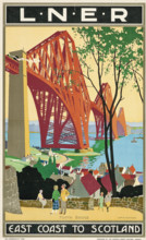 L.N.E.R: East Coast to Scotland, Forth Bridge, c1925. Creator: Gawthorn, Henry George (1879-1941).