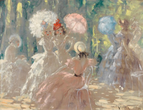 At the Promenade. Creator: Icart, Louis Justin Laurent (1888-1950).
