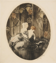 The Masks, 1926. Creator: Icart, Louis Justin Laurent (1888-1950).