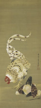 Rooster, Hen and Chickens, 1789. Creator: Jakuchu, Ito (1716-1800).