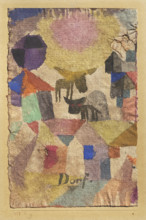 Dorfartig, Häuser, 2 Rinder (Village-like, Houses, 2 Cattle), 1917. Creator: Klee, Paul (1879-1940).
