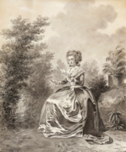 Madame Vigée Le Brun Seated in a Garden Reading a Letter, 1783. Creator: Lemoine, Jacques-Antoine-Marie (1751-1824).