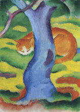 Children's Picture (Cat Behind A Tree), 1910-1911. Creator: Marc, Franz (1880-1916).